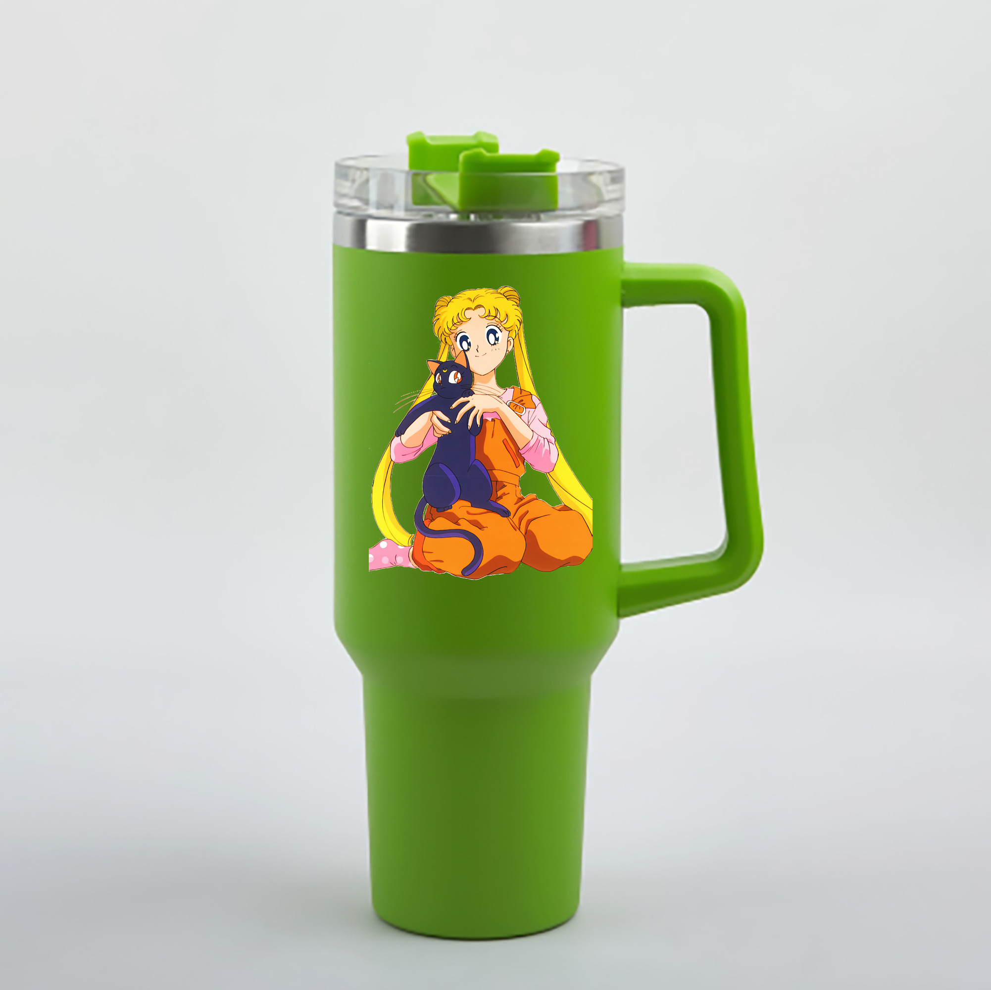 （画像用） 美少女戦士セーラームーン 愛野 美奈子 あいの みなこ Sailor Moon Aino Minako 1200mL車用タンブラー - クリスタルステッカー（プラスチックストロー付き）